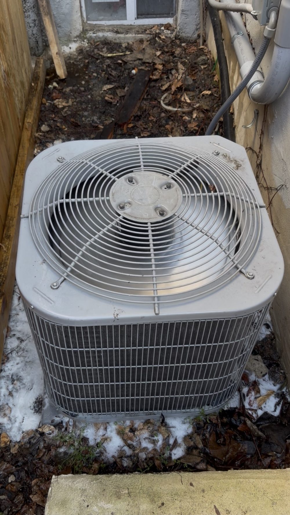 Clean AC condenser coil after a Lumen maintenance tune-up