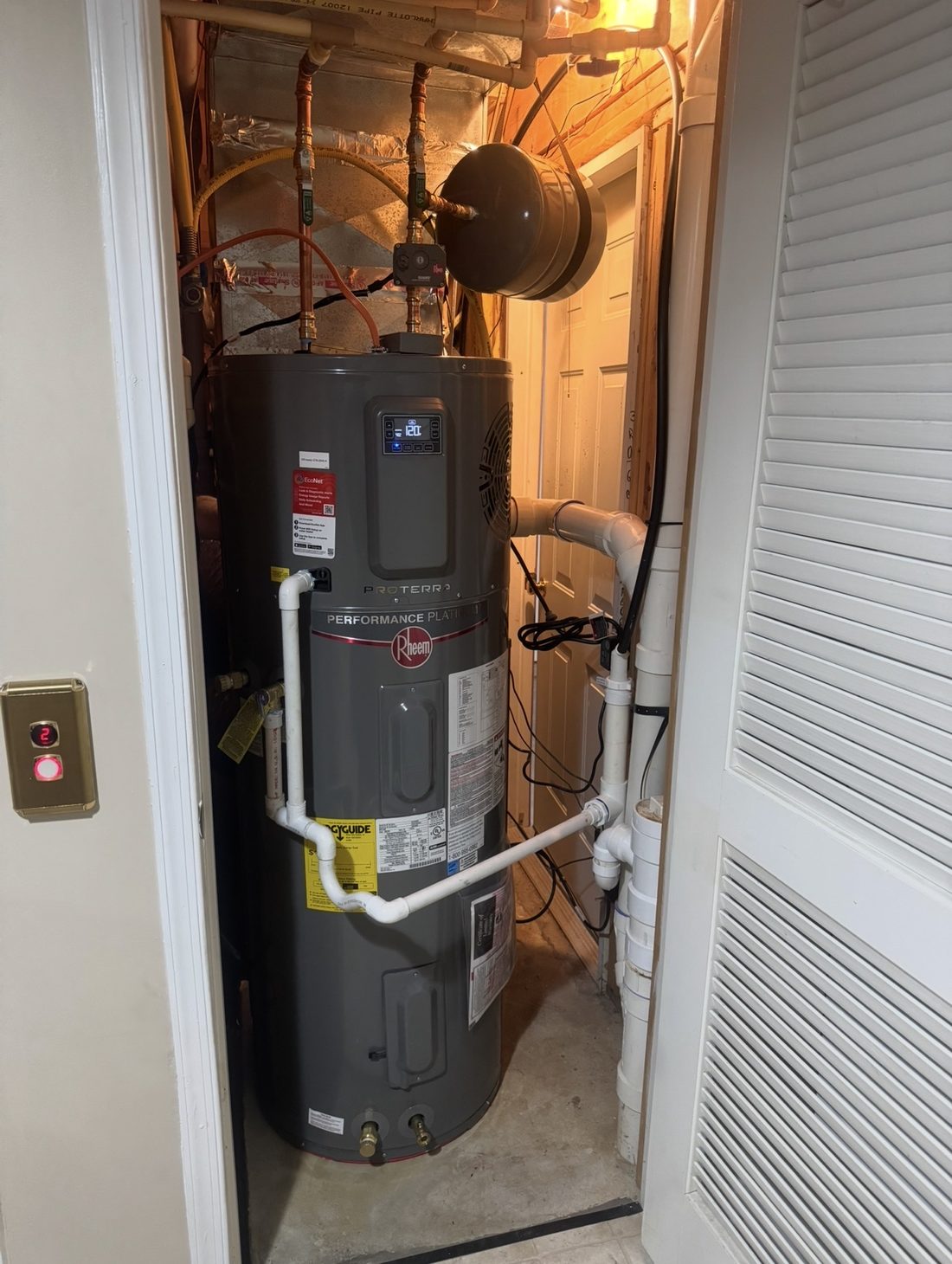 Rheem ProTerra hybrid heat pump water heater installed by Lumen Heating and Cooling