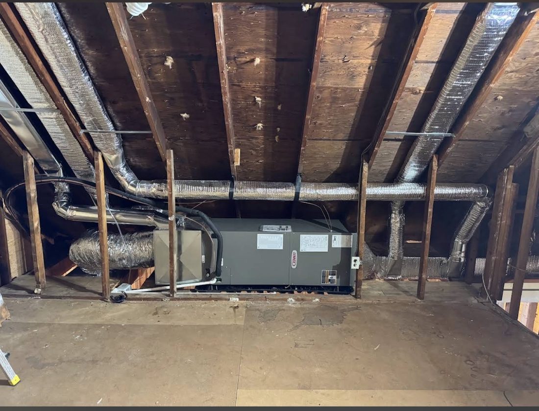Lennox attic air handler and ductwork installation